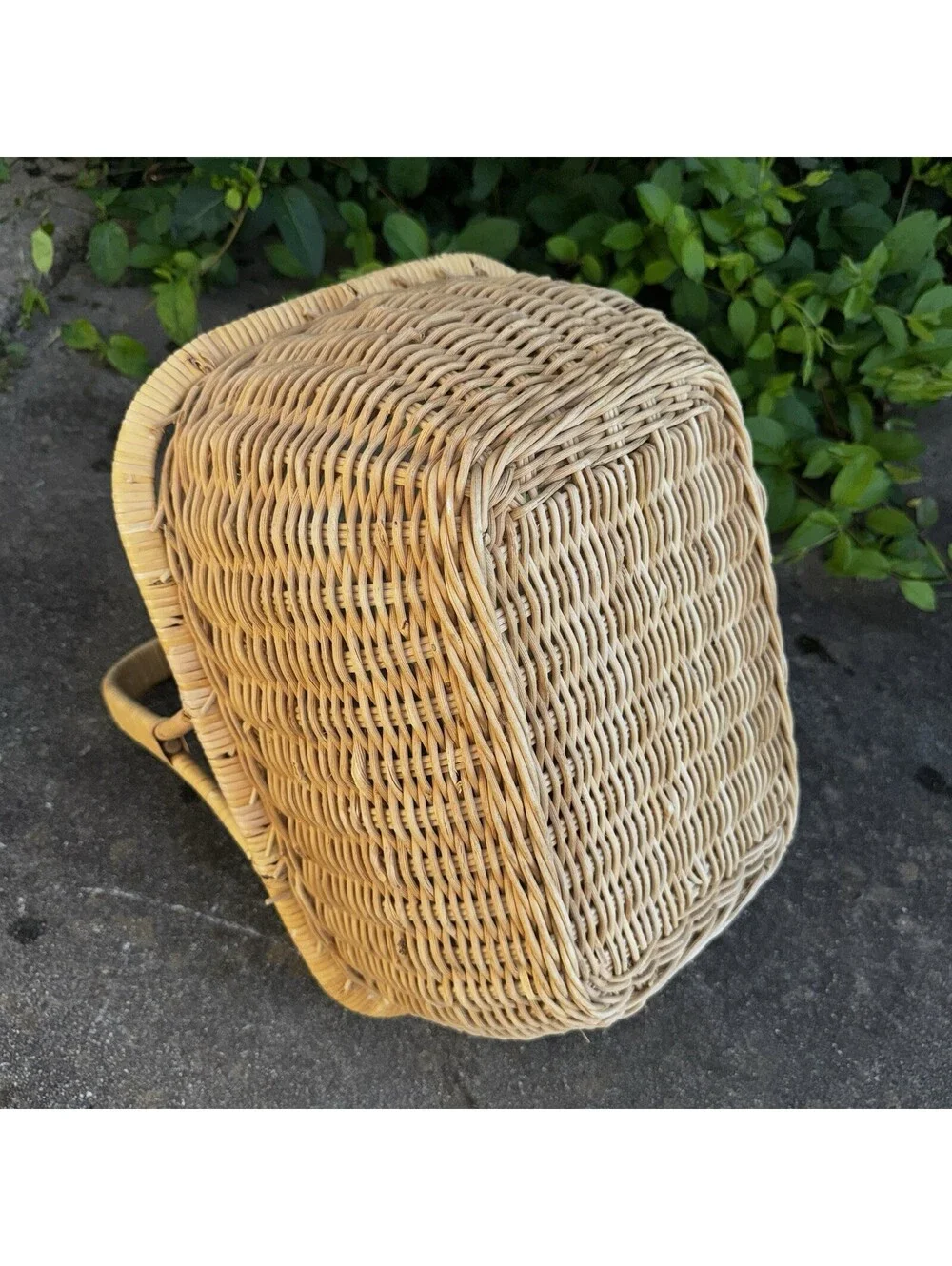 Vintage Wicker Market Basket Tote Handle Picnic Storage Farmhouse Decor 16” Tall